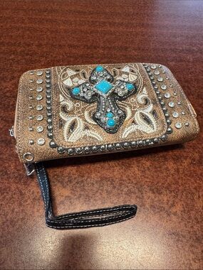 Wristlet with cross and bling